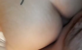 Lesbian babe licking a warm creampie