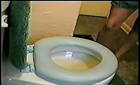 Vintage video of a blonde girl pooping