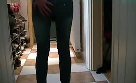 Hot teen shitting in tight jeans