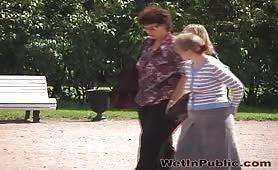 Russian teen peeing in black panties