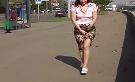 Russian babe peeing in public