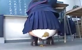 Japanese schoolgirl shitting in white panties