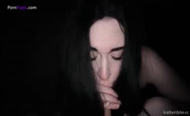 Smearing shit on her face while sucking dick