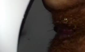 Hairy babe pooping big ones in toilet