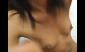 Cute ebony shits while masturbating