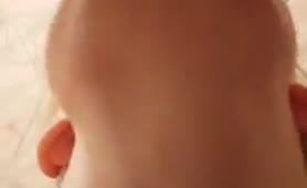 Feeding blonde girlfriend with crap