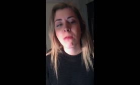 Lady pulls panties aside to poop on a plate