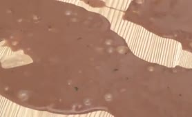 Redhead babe uses poop to smear