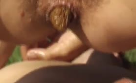 Amateur couple fuck hard with poop