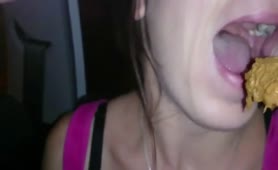Petite girl decides to eat her own shit