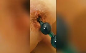 Dude loves shit covered anal beads from his wife