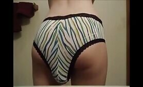 Little teen shitting a big load on her zebra color panty 