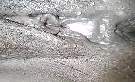 Extreme closeup of wet pussy and pooping butt hole