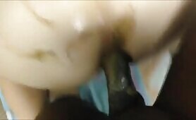 White slutty milf getting ass fucked by black dude 