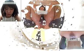 Pretty amateur brunette gal dropping cheeky load 