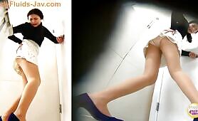 Kinky Japanese tall girlfriend pooping in the public toilet 