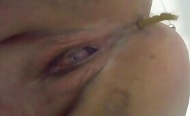 Chubby brunette and pov poop 