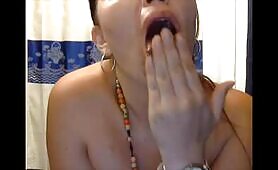 Very big tits latina shitting on cam  