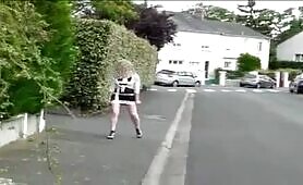 Blonde lady shits in public
