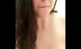 Stunning brunette girl pee drinking fun 