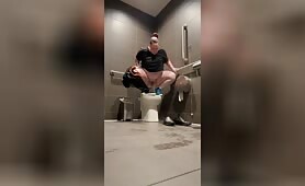 Having some fun on public toilet