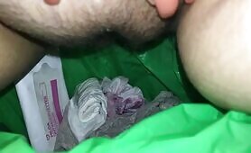 Huge pee in trash can