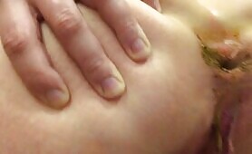 Slut pushing plug out and tongue going in to scoop shit