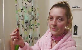 Petite Lady Eats Small Turds