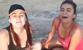 Ladies have a dirty picnic at the airport