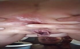 Jasmine crams shit in her cunt