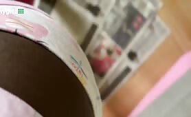 Tiny black chick drops a load