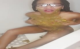Ella pees, shaves, and takes a hot bath