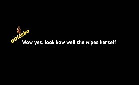 Lady wipes herself after pooping