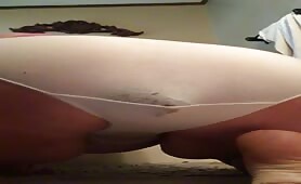Curvy Lady Shits in White Panties