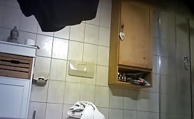 Sister Lilli poops at the toilet