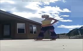 Lady shits at the gym