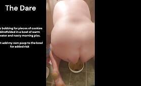 Blonde Woman Bobbing for Cookies in Warm Water with Own Poop