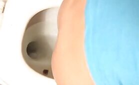 Blonde Poops on Toilet and Squirts into Bowl