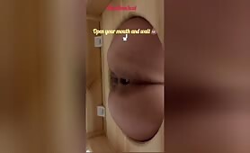 Nude Blonde Shits in Wooden Box