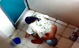 Desi Woman Squats in Panties and Pisses in Bathroom Stall