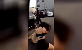 Blonde Girls Fight And Piss On The Ground In Parking Lot