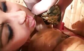 Four Women Smear Shit on Bodies in Bedroom with Panties