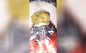 Redhead Squirts Yellow Smear While Pissing and Shitting on Bed